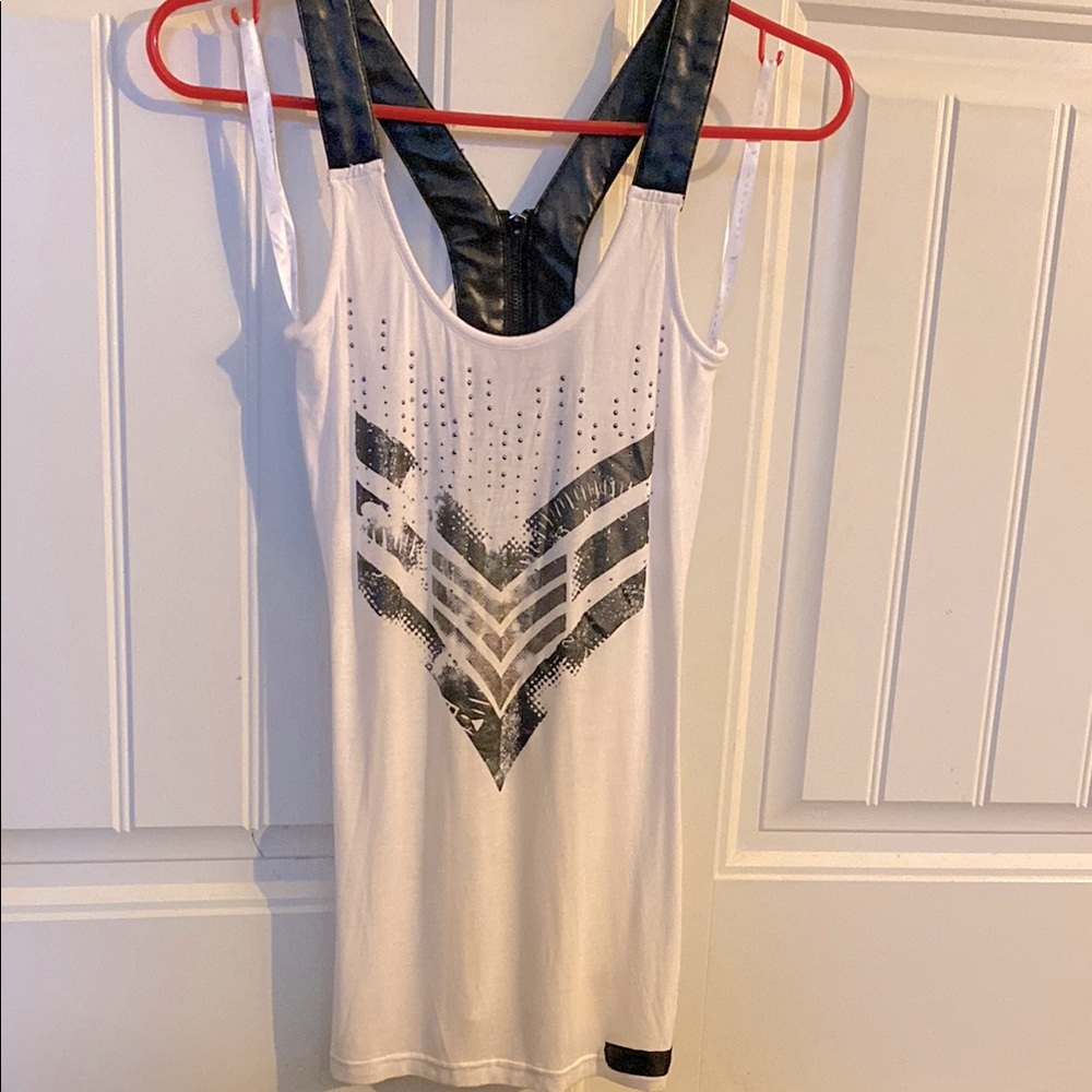 Sean John Black and White Racerback Top Size S